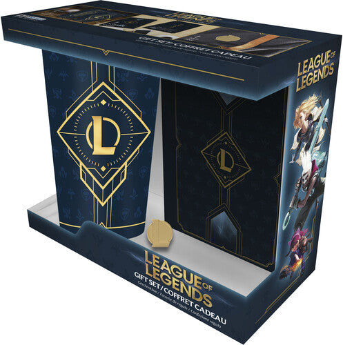 GIFT SET: NOTEBOOK/PIN/GLASS - LEAGUE OF LEGENDS