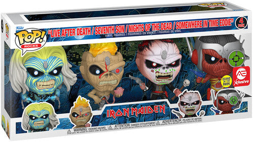 EDDIE 4 PACK (GITD: AEC EXCLUSIVE) - FUNKO: POP! ROCKS (IRON MAID.)