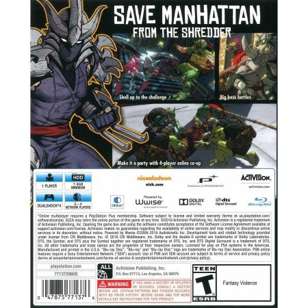 TEENAGE MUTANT NINJA TURTLES:MUTANTS IN - PS4